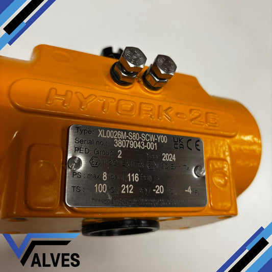Hytork XL0026M-S80-SCW-Y00 Spring Return Pneumatic Actuator - label detail