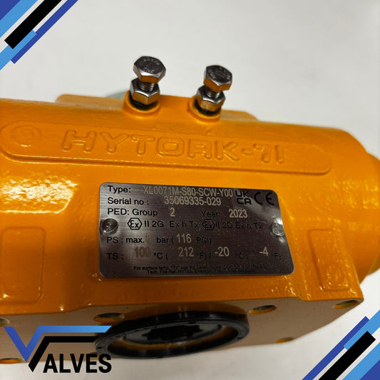 Hytork XL0071M-S80-SCW-Y00 Spring Return Pneumatic Actuator - label detail