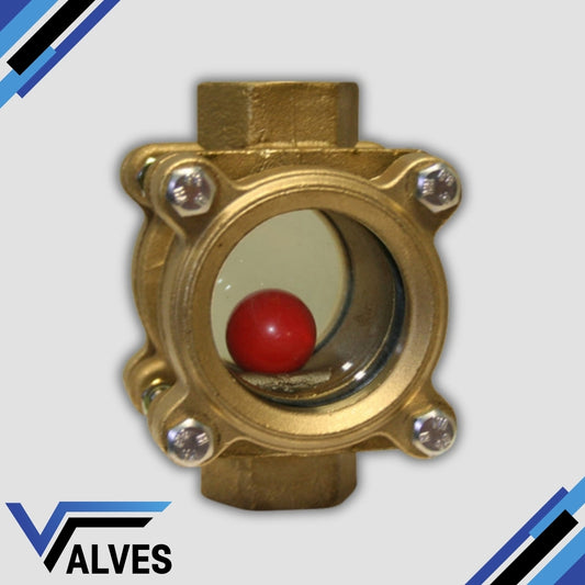 Bronze Flow Indicator Sight Glass – Double Hardened Glass Window – Moplen Ball
