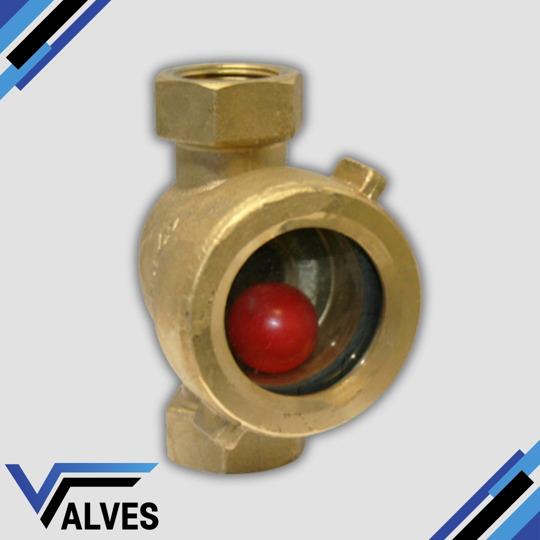 Bronze Flow Indicator Sight Glass – Hardened Glass Window – Moplen Ball