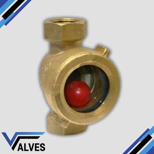 Bronze Flow Indicator Sight Glass – Hardened Glass Window – Moplen Ball