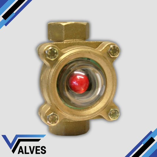 Bronze Flow Indicator Sight Glass – Polycarbonate Dome – Moplen Ball
