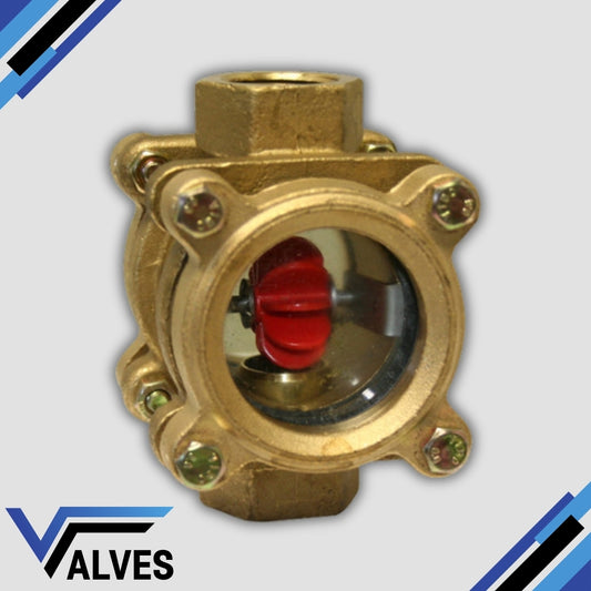 Bronze Flow Indicator with Rotor – Tempered Glass Window