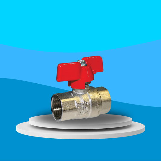 Wras Approved Brass Ball Valve - Standard Pattern Screwed BSPP (Red Butterfly Lever)